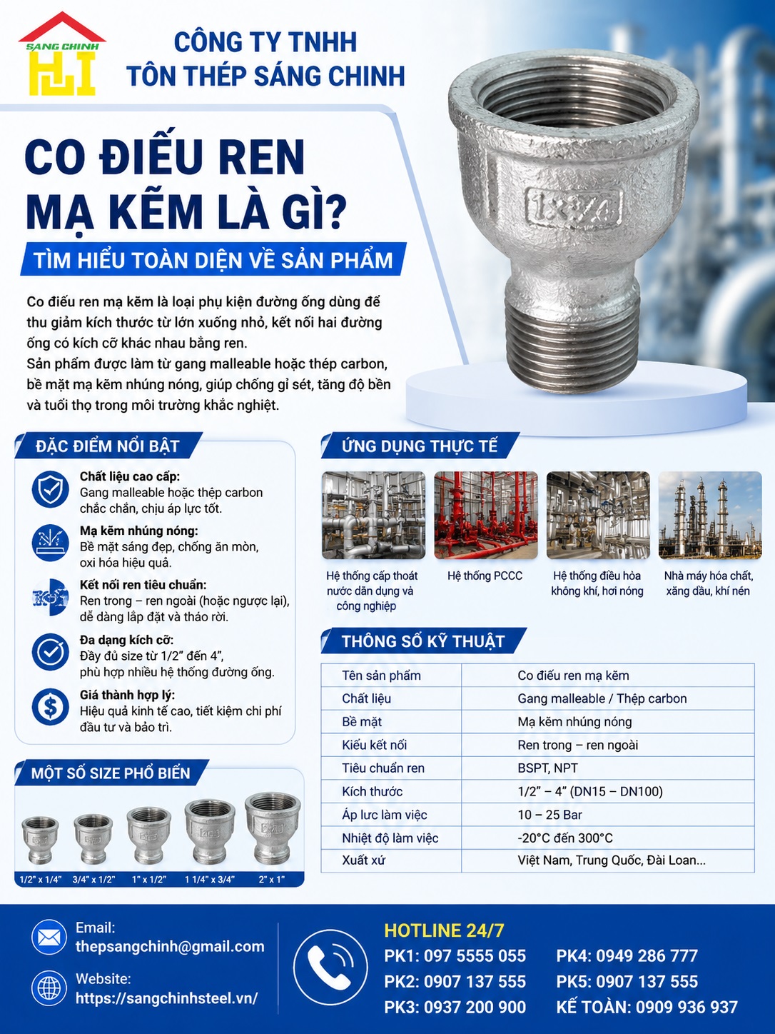 Co điếu ren mạ kẽm giá rẻ K1