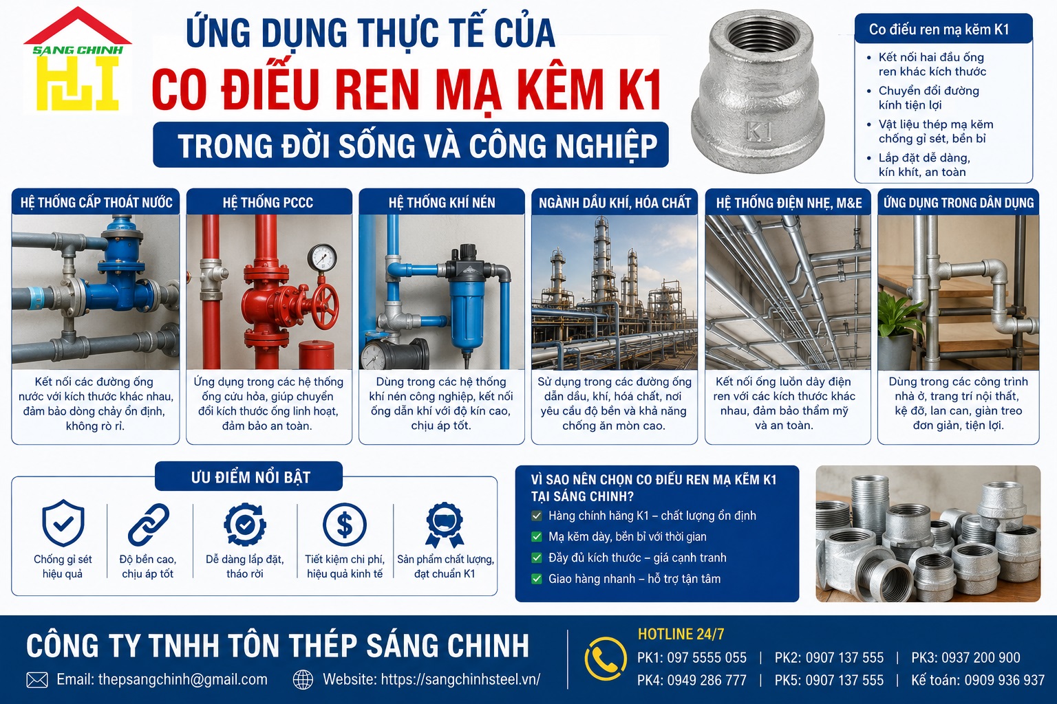Co điếu ren mạ kẽm giá rẻ K1