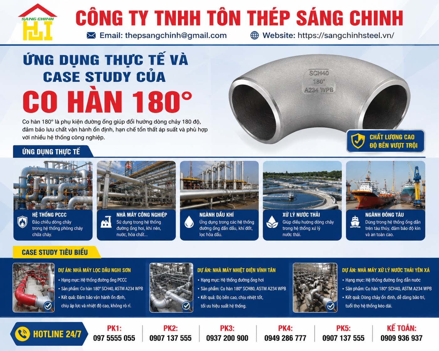 Co Hàn 180 Độ SCH20 SCH40 SCH80