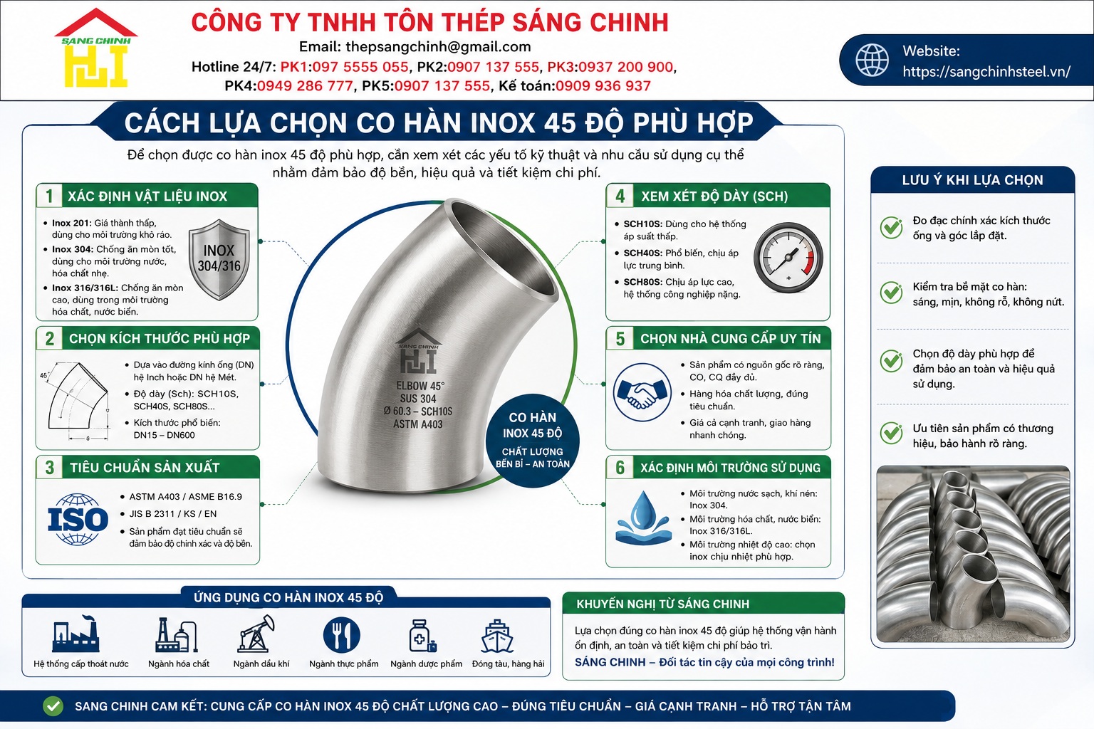 Co hàn inox 45 độ 304, 316 (co lơi)