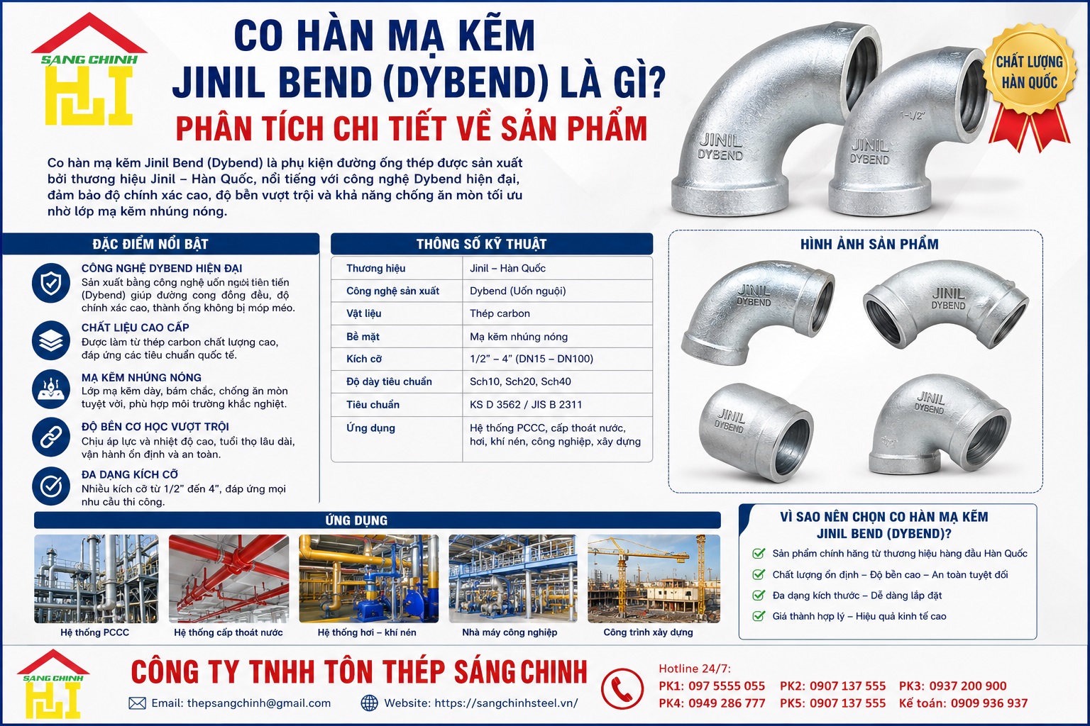 Co hàn mạ kẽm Jinil bend (Dybend) – Hàn Quốc