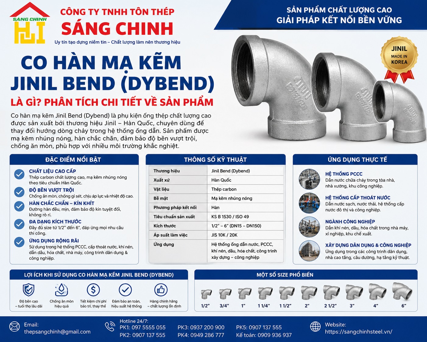 Co hàn mạ kẽm Jinil bend (Dybend) – Hàn Quốc