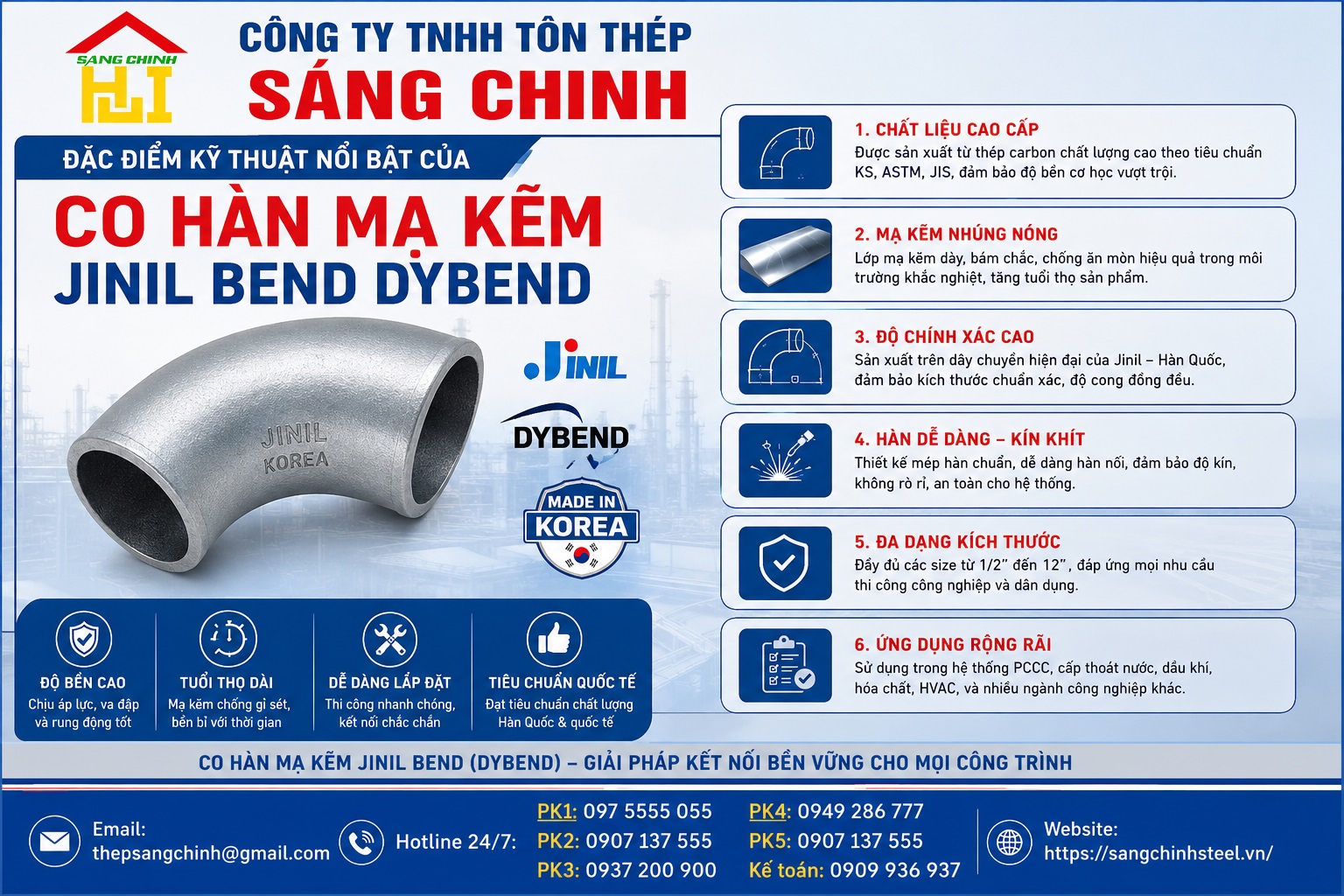 Co hàn mạ kẽm Jinil bend (Dybend) – Hàn Quốc