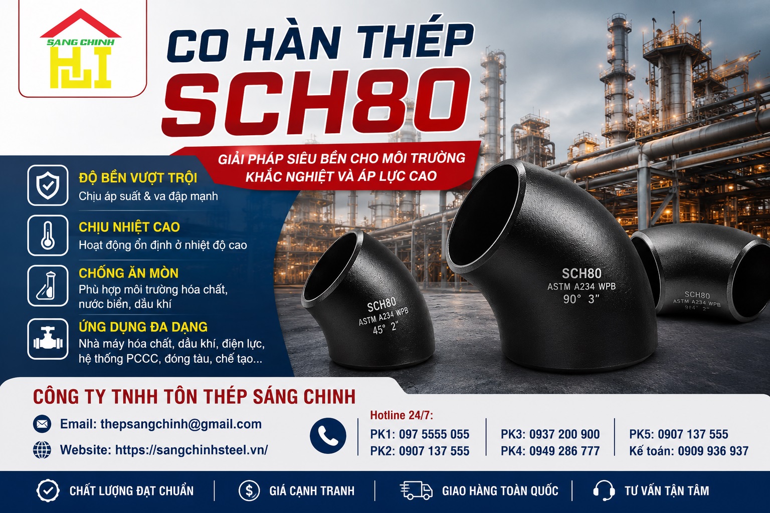 Co Hàn Thép (Cút) SCH20, SCH40, SCH80
