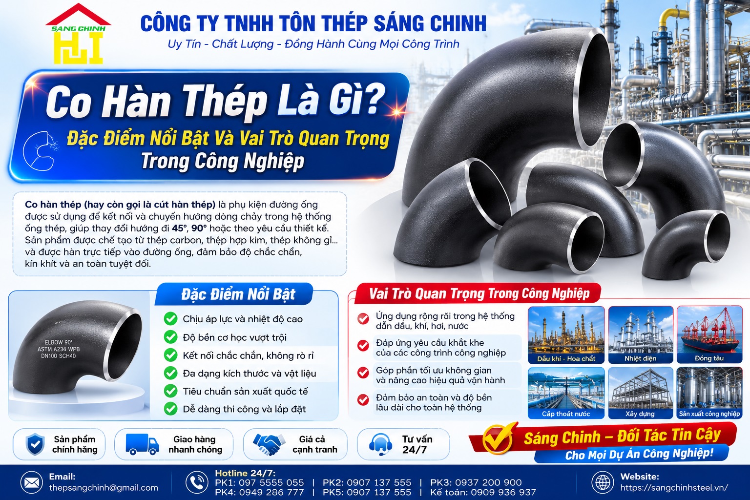 Co Hàn Thép (Cút) SCH20, SCH40, SCH80