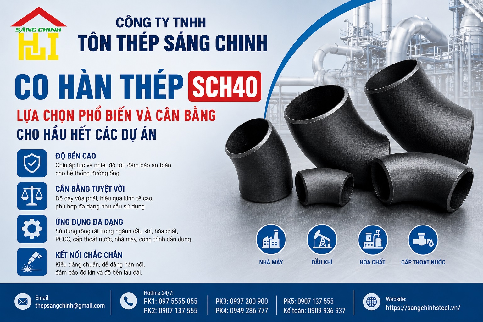 Co Hàn Thép (Cút) SCH20, SCH40, SCH80