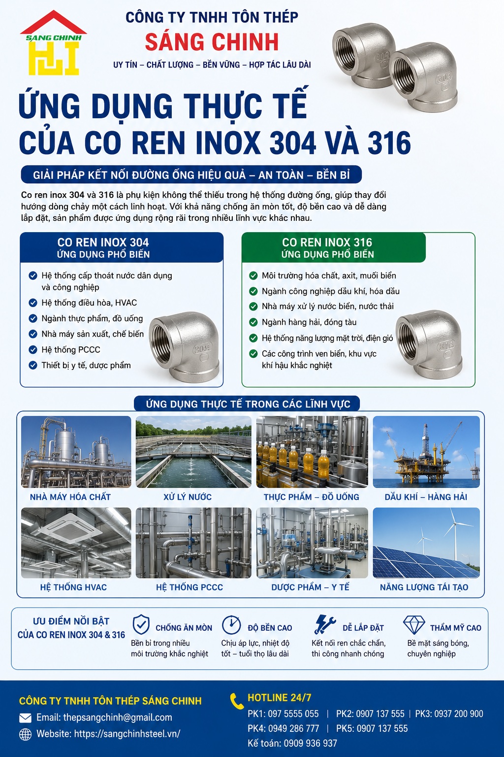 Co ren inox 304, 316 (cút ren inox)