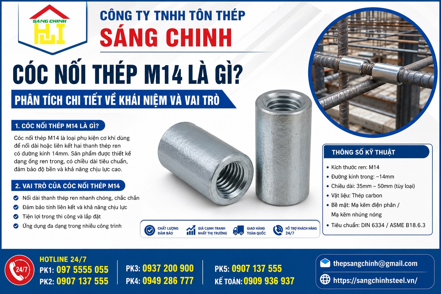 CÓC NỐI THÉP M14