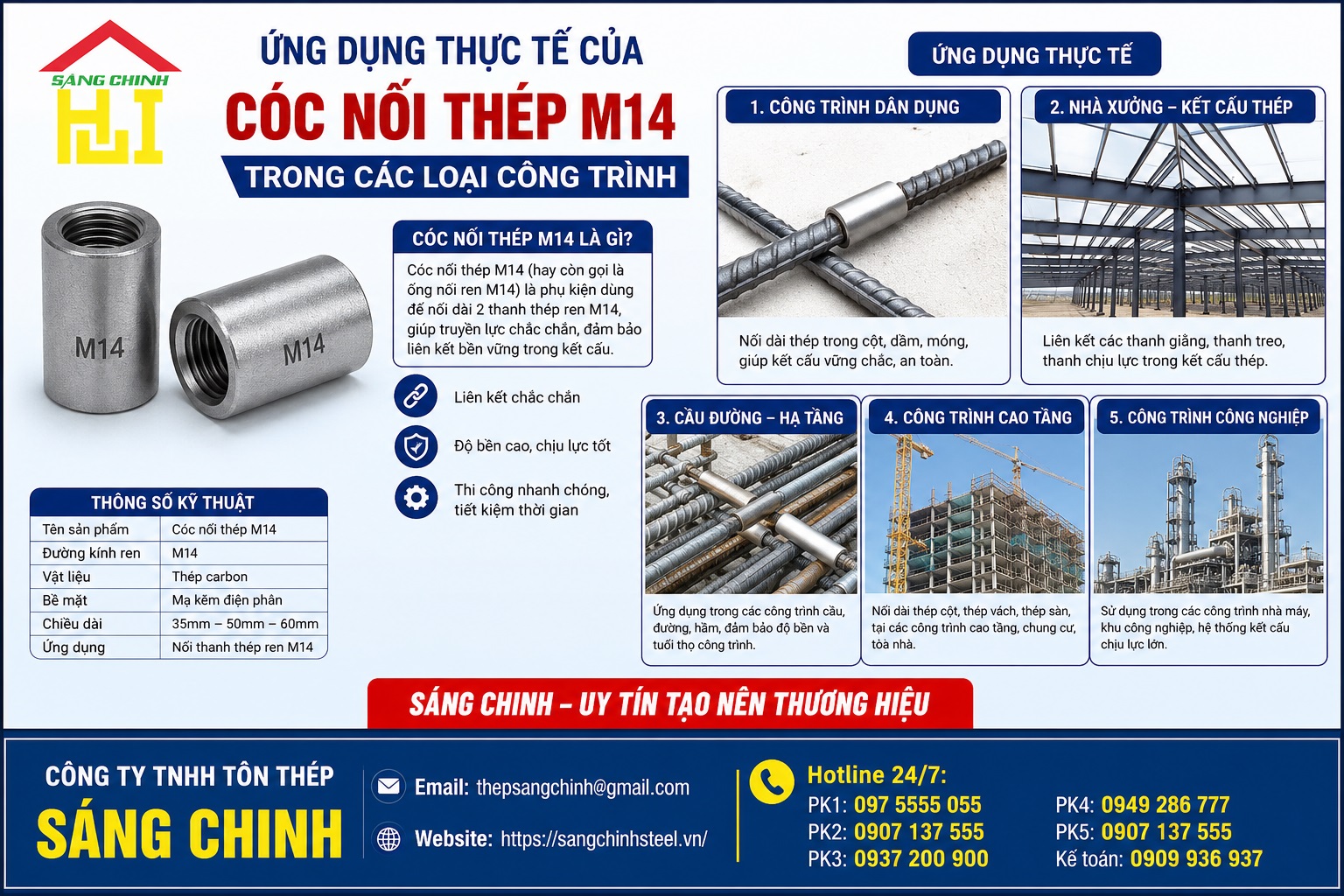 CÓC NỐI THÉP M14