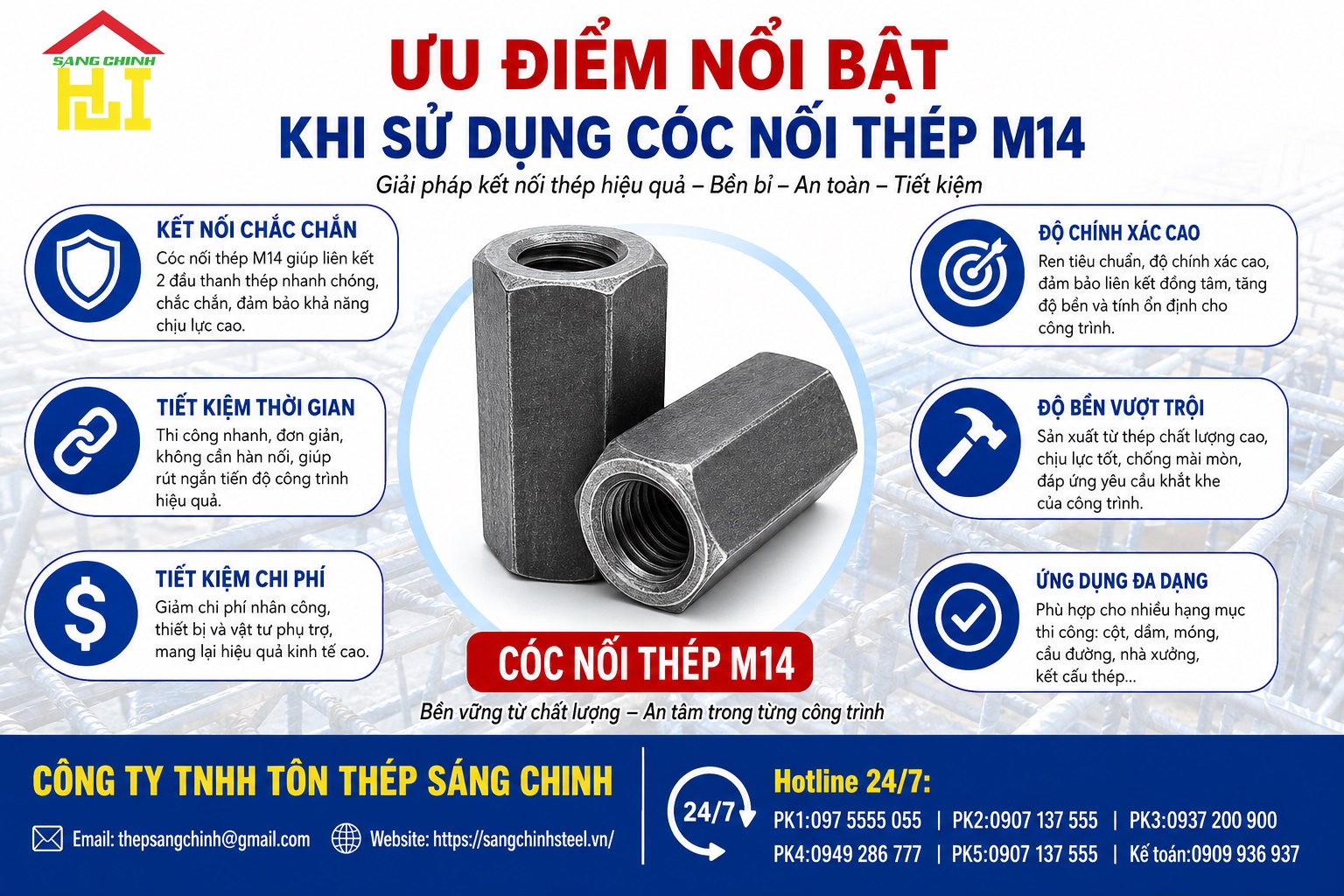 CÓC NỐI THÉP M14