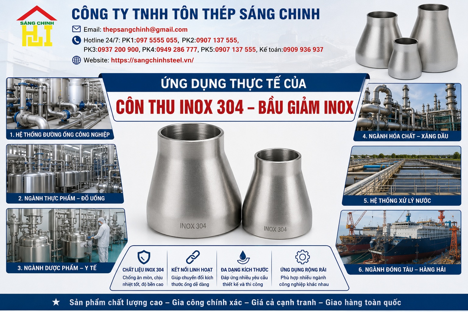 Côn thu inox 304 – Bầu giảm inox