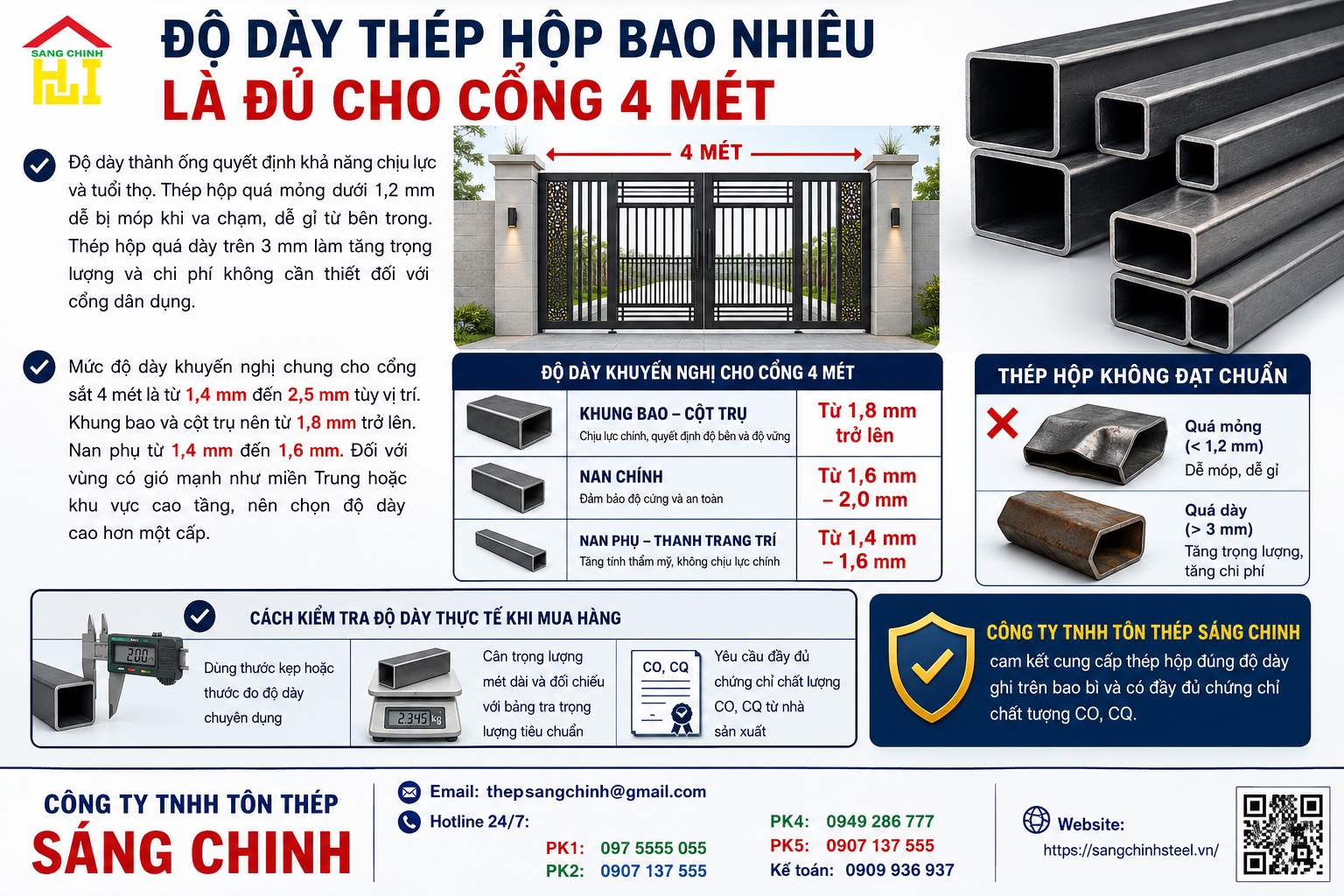 Cổng sắt 4m nên dùng thép hộp nào?