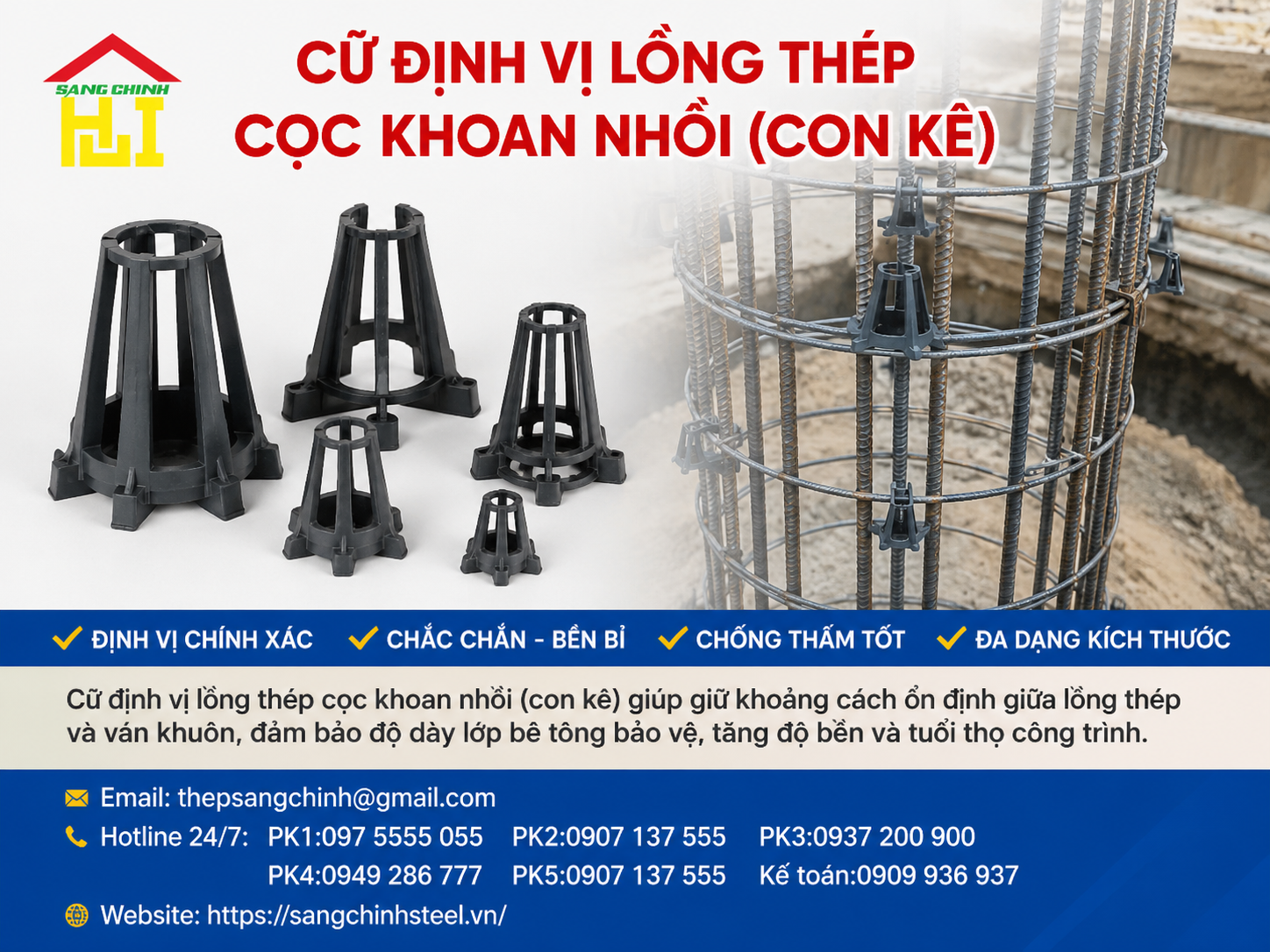 Cữ Định Vị Lồng Thép Cọc Khoan Nhồi (Con Kê)