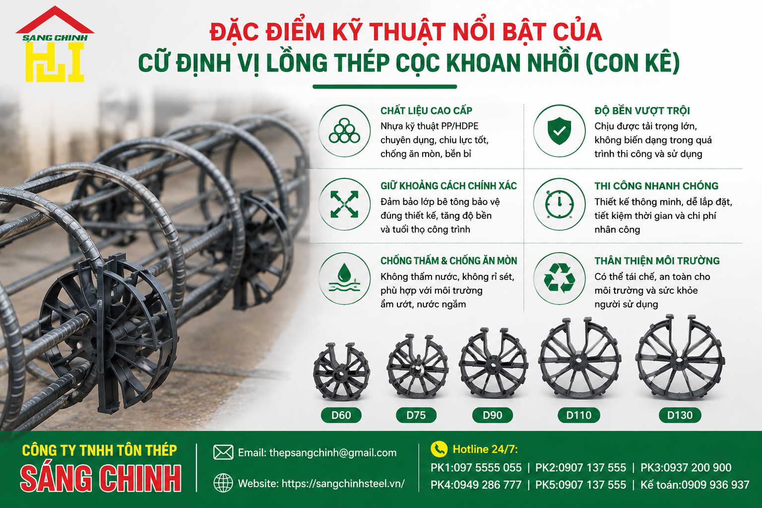 Cữ Định Vị Lồng Thép Cọc Khoan Nhồi (Con Kê)