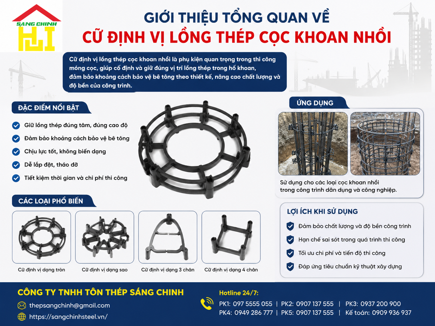 Cữ Định Vị Lồng Thép Cọc Khoan Nhồi (Con Kê)