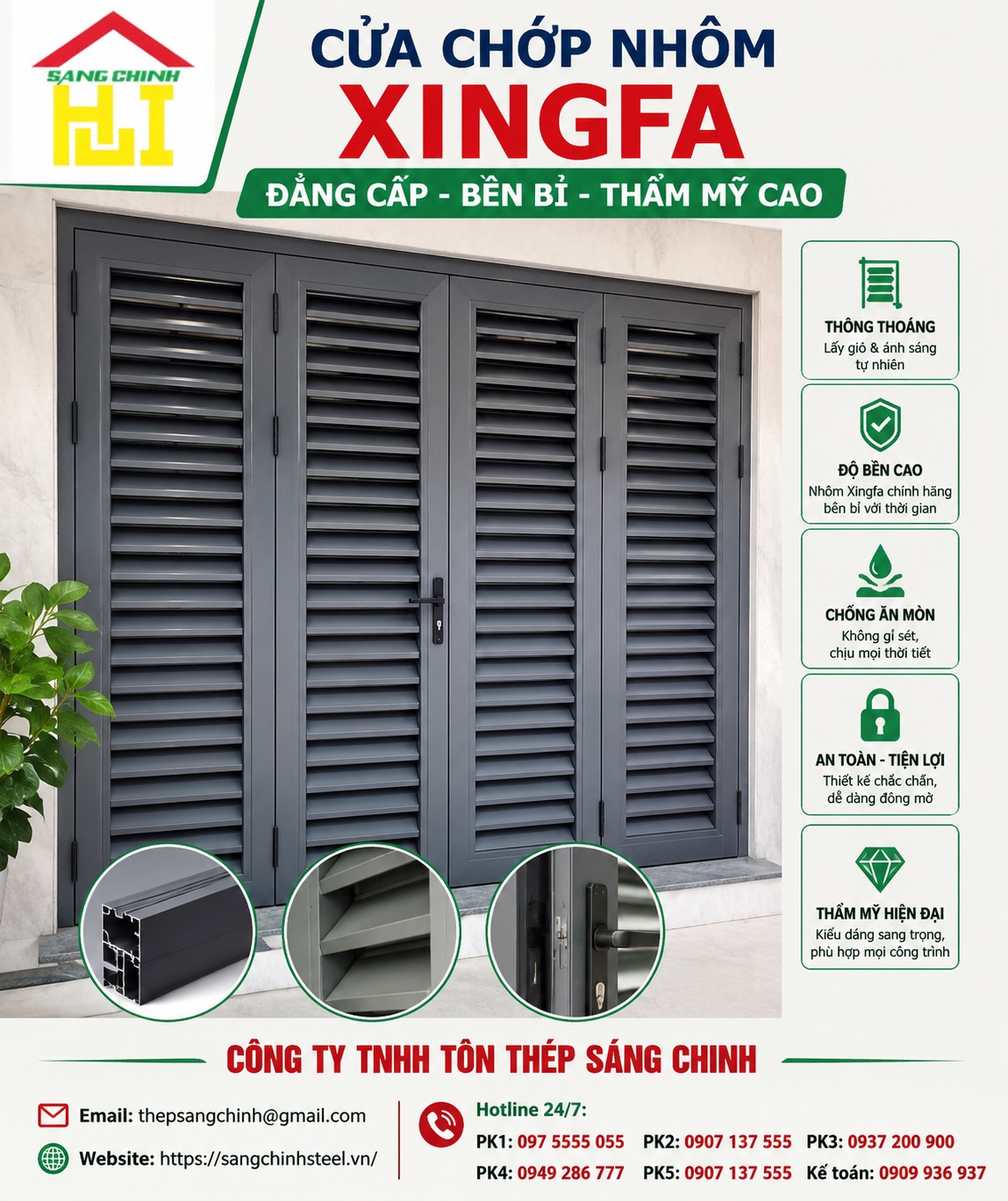 Báo Giá Cửa Chớp nhôm Xingfa