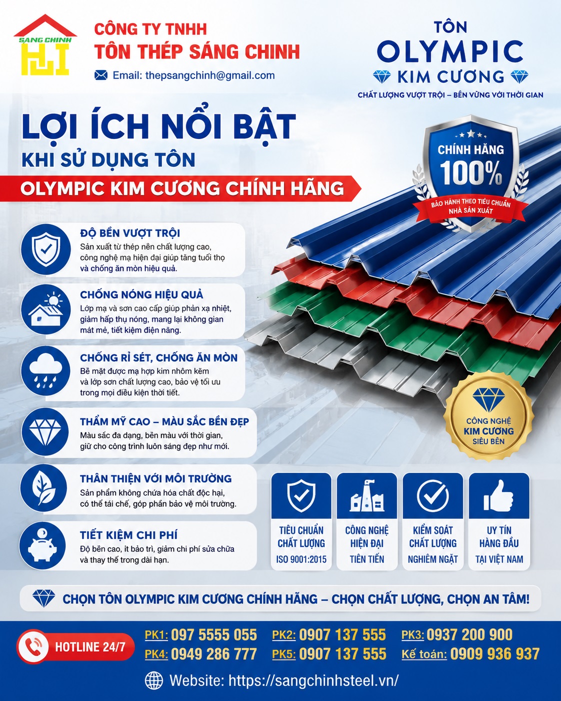 Đặc điểm nhận biết tôn Olympic kim cương chính hãng