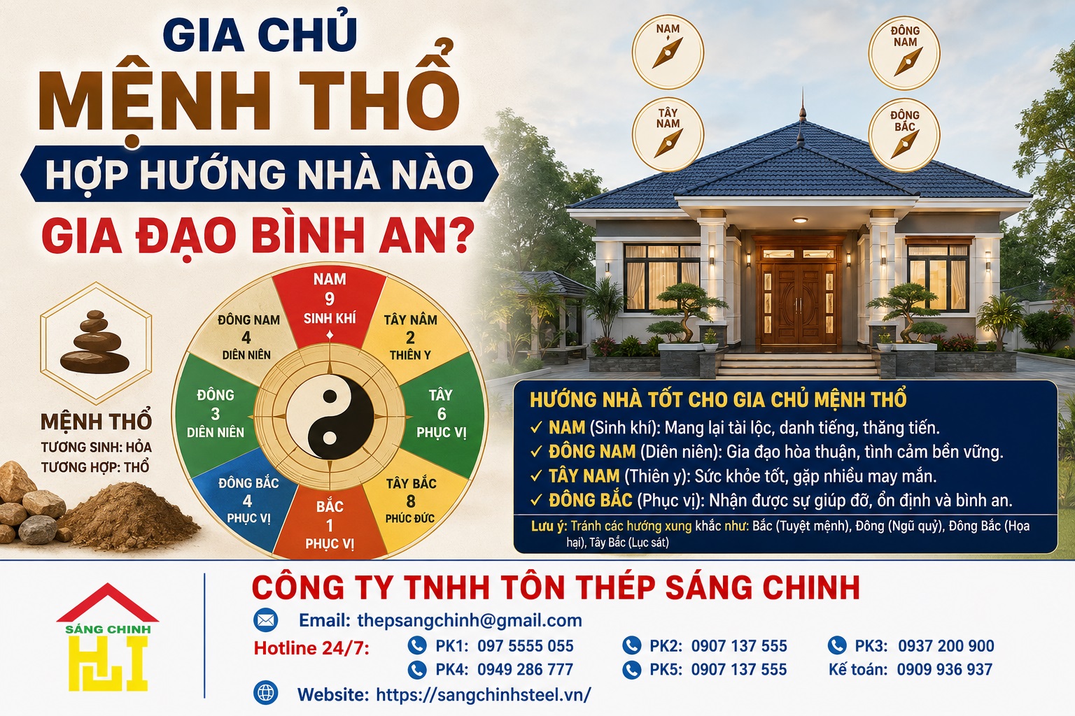 Gia chủ mệnh Thổ hợp hướng nhà nào gia đạo bình an?