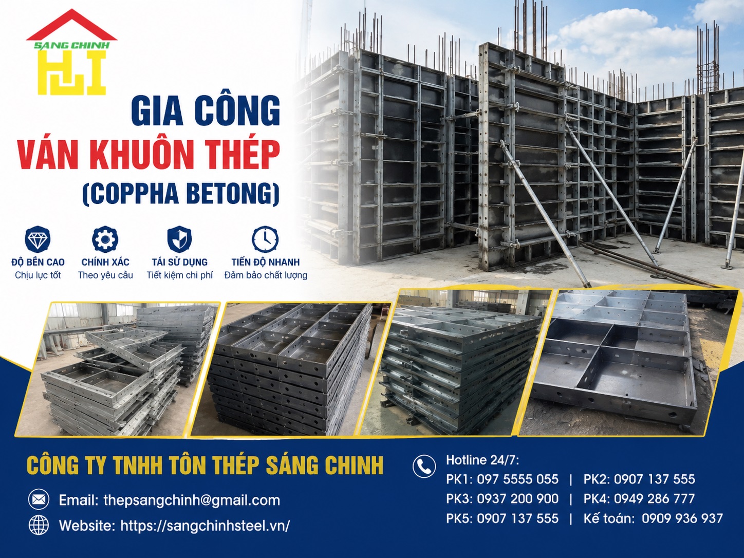 Gia công ván khuôn thép (Coppha betong)