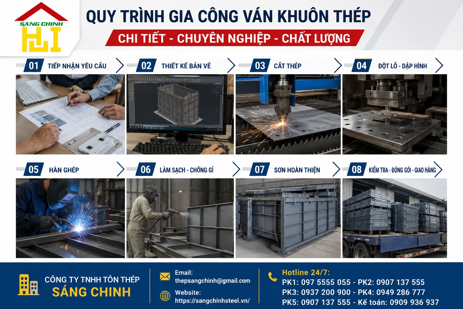 Gia công ván khuôn thép (Coppha betong)