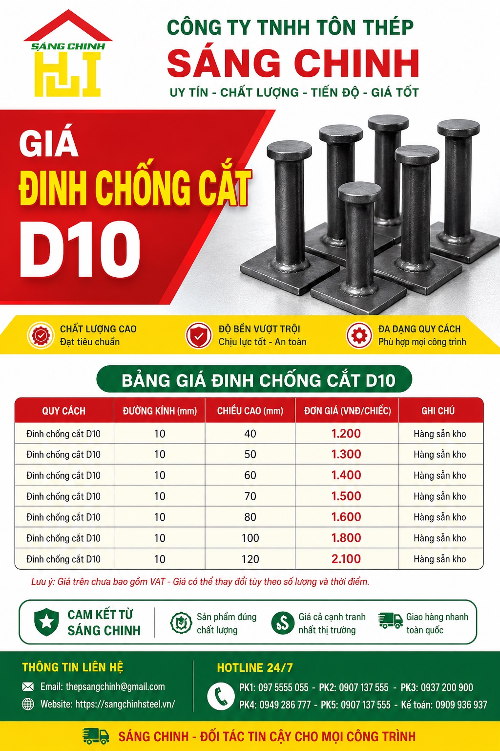 Giá Đinh Chống Cắt D10