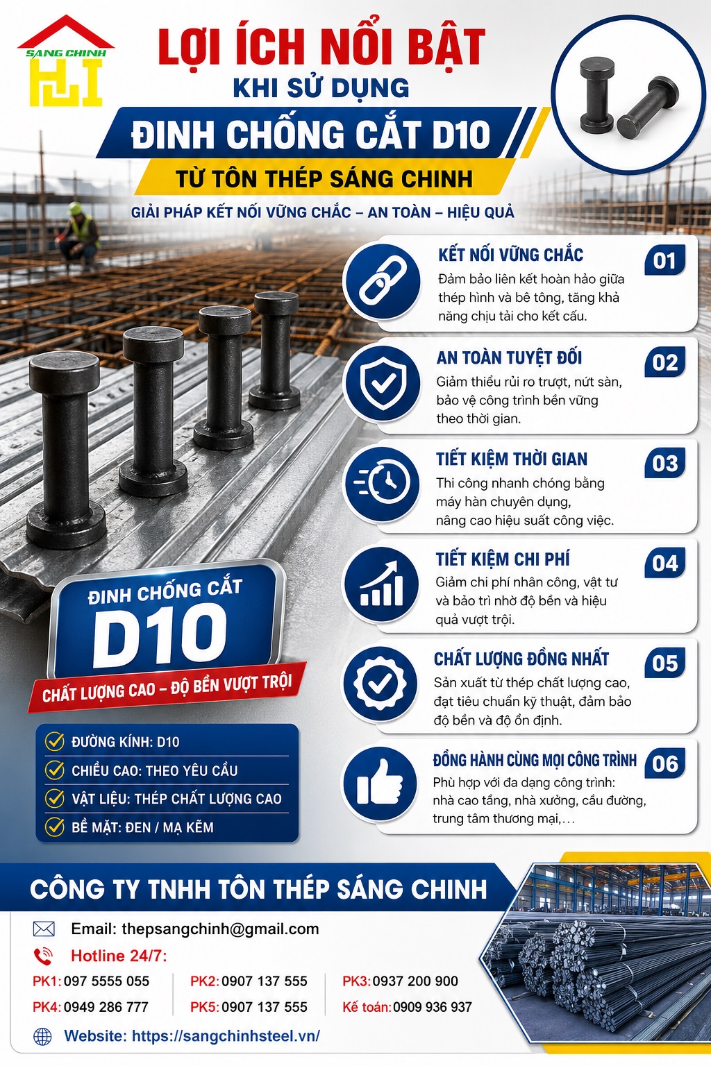 Giá Đinh Chống Cắt D10