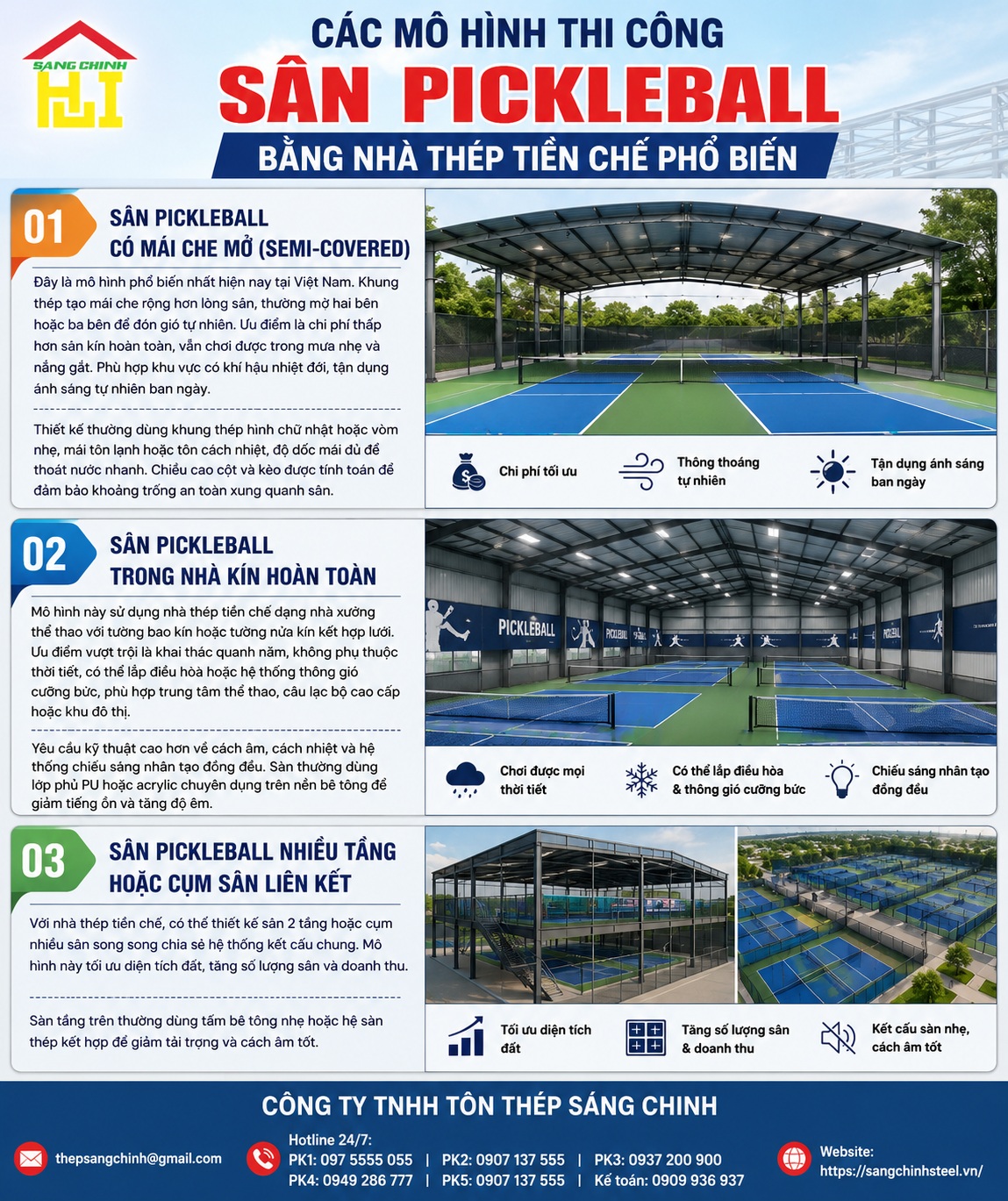 Giải pháp thi công sân pickleball nhà thép tiền chế tối ưu
