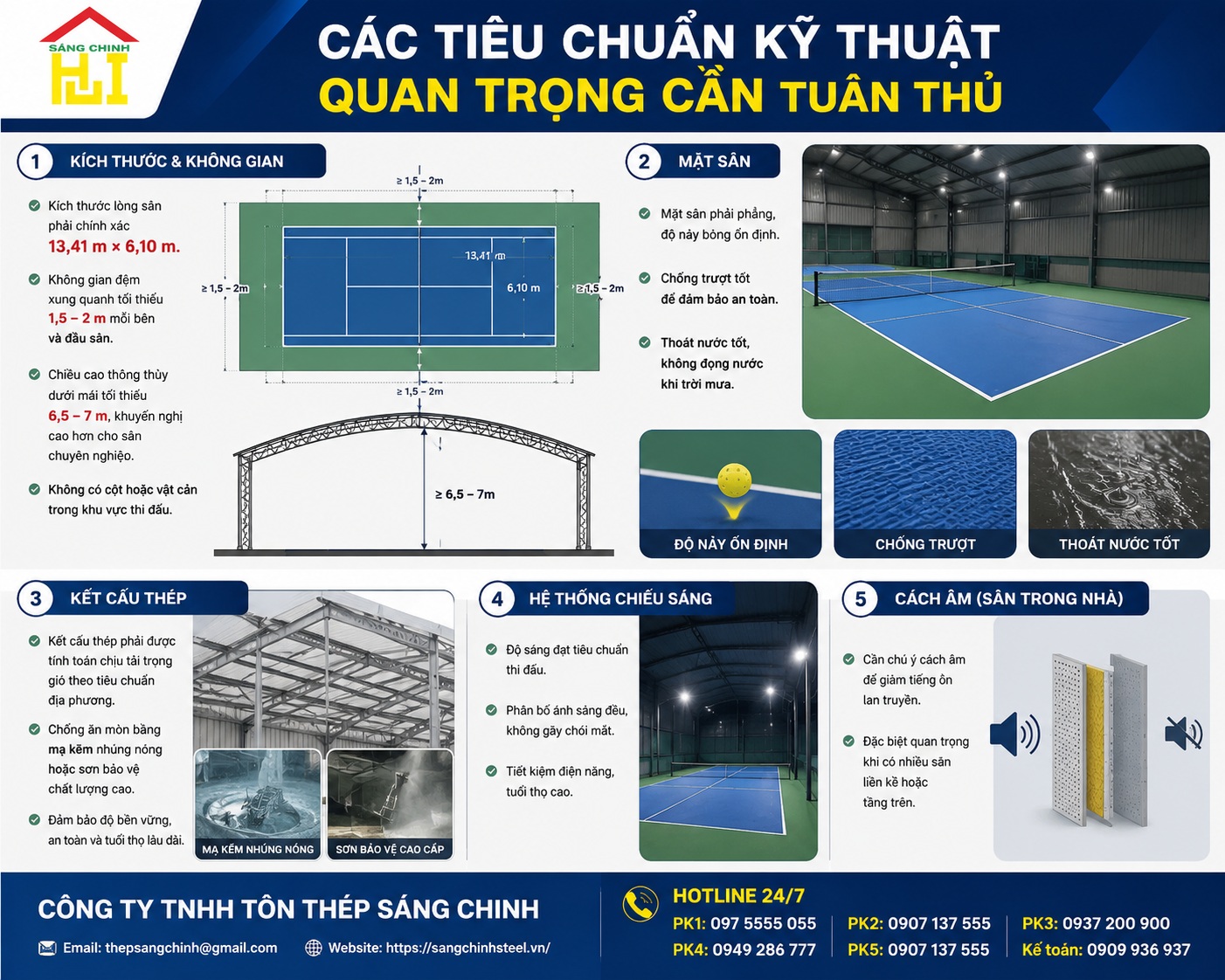 Giải pháp thi công sân pickleball nhà thép tiền chế tối ưu
