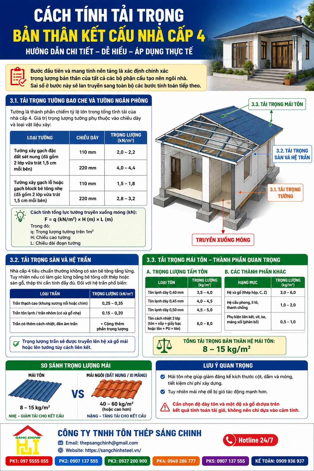 Hướng dẫn cách tính tải trọng nhà cấp 4