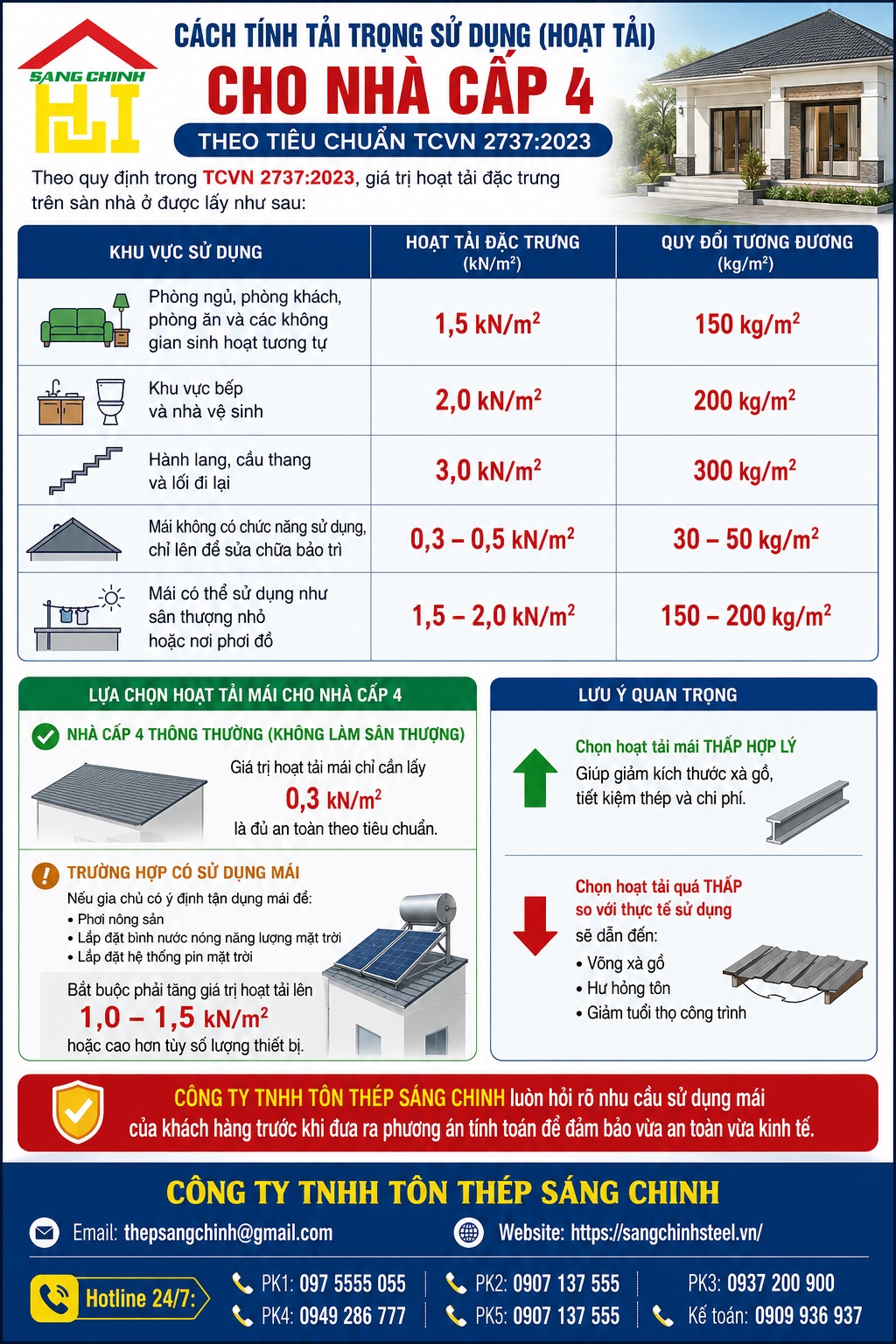 Hướng dẫn cách tính tải trọng nhà cấp 4