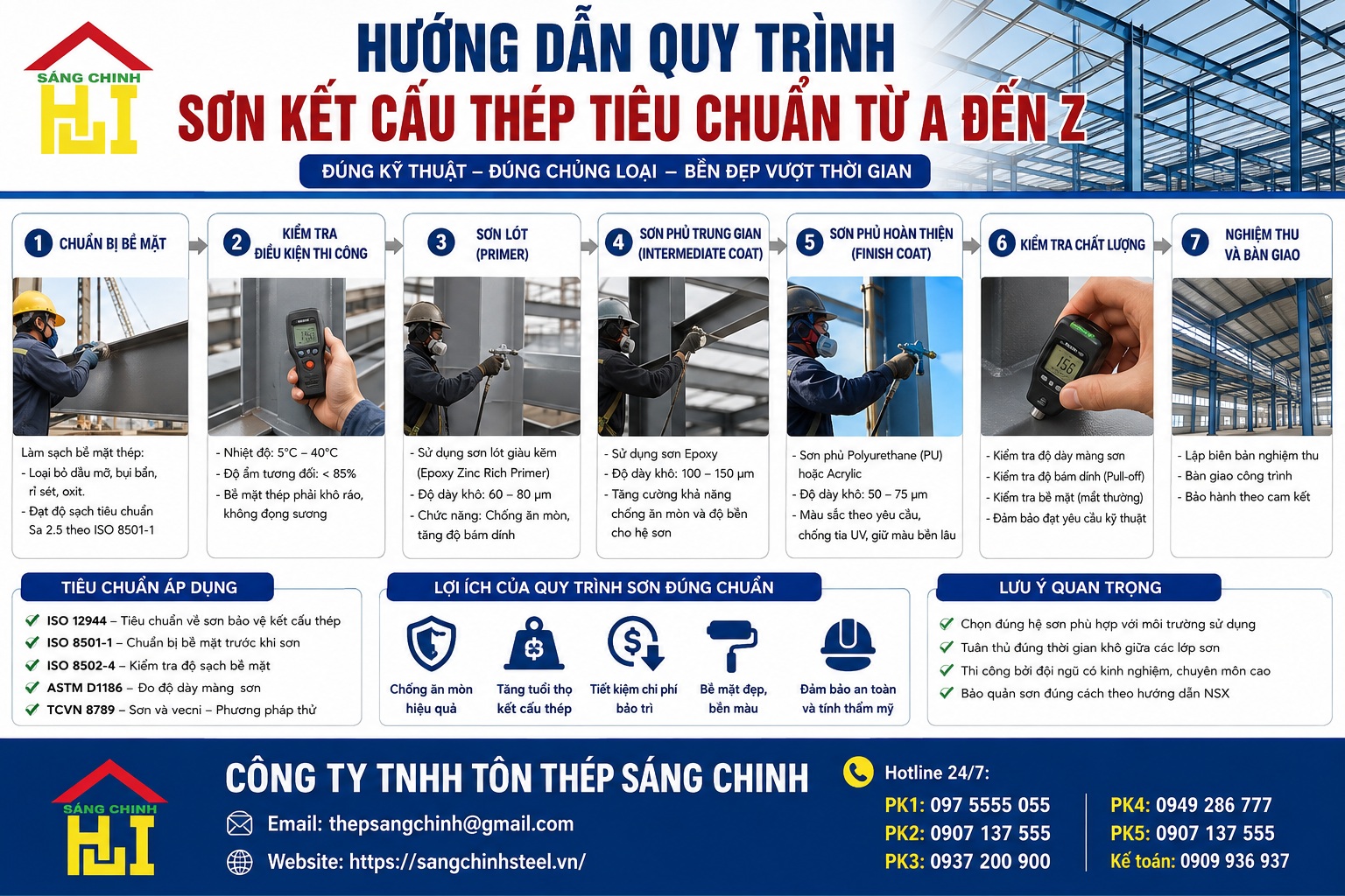 Hướng Dẫn Quy Trình Sơn Kết Cấu Thép Tiêu Chuẩn Từ A Đến