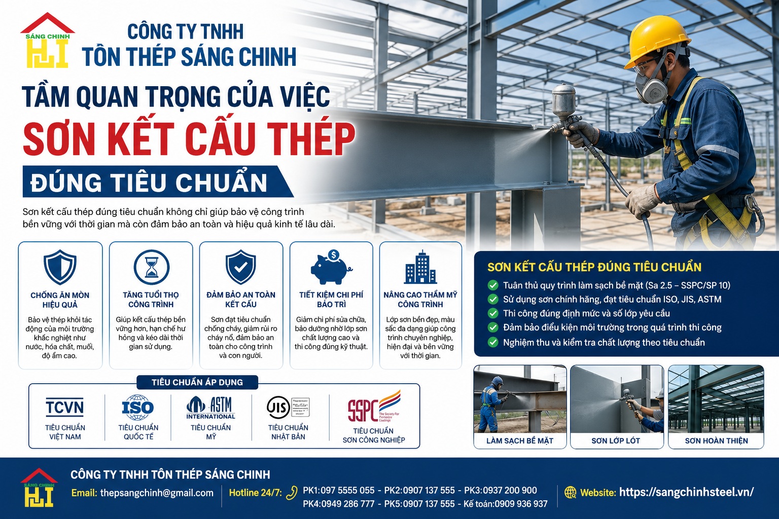 Hướng Dẫn Quy Trình Sơn Kết Cấu Thép Tiêu Chuẩn Từ A Đến