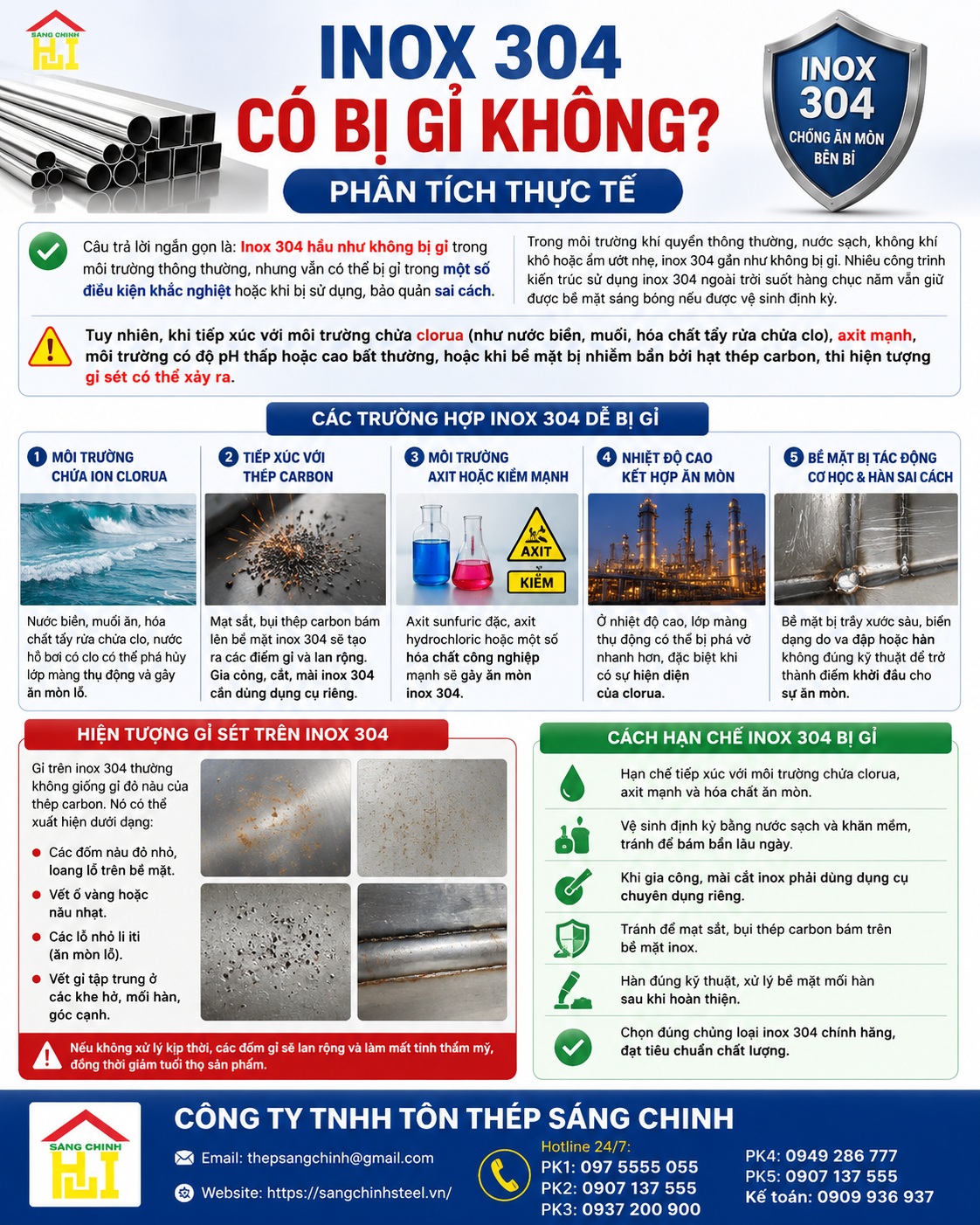 Inox 304 có bị gỉ không