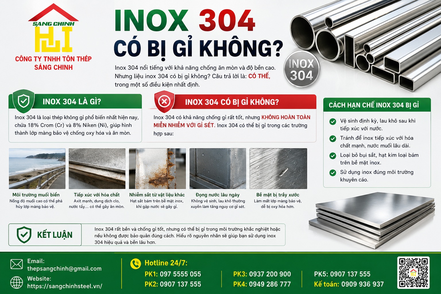 Inox 304 có bị gỉ không