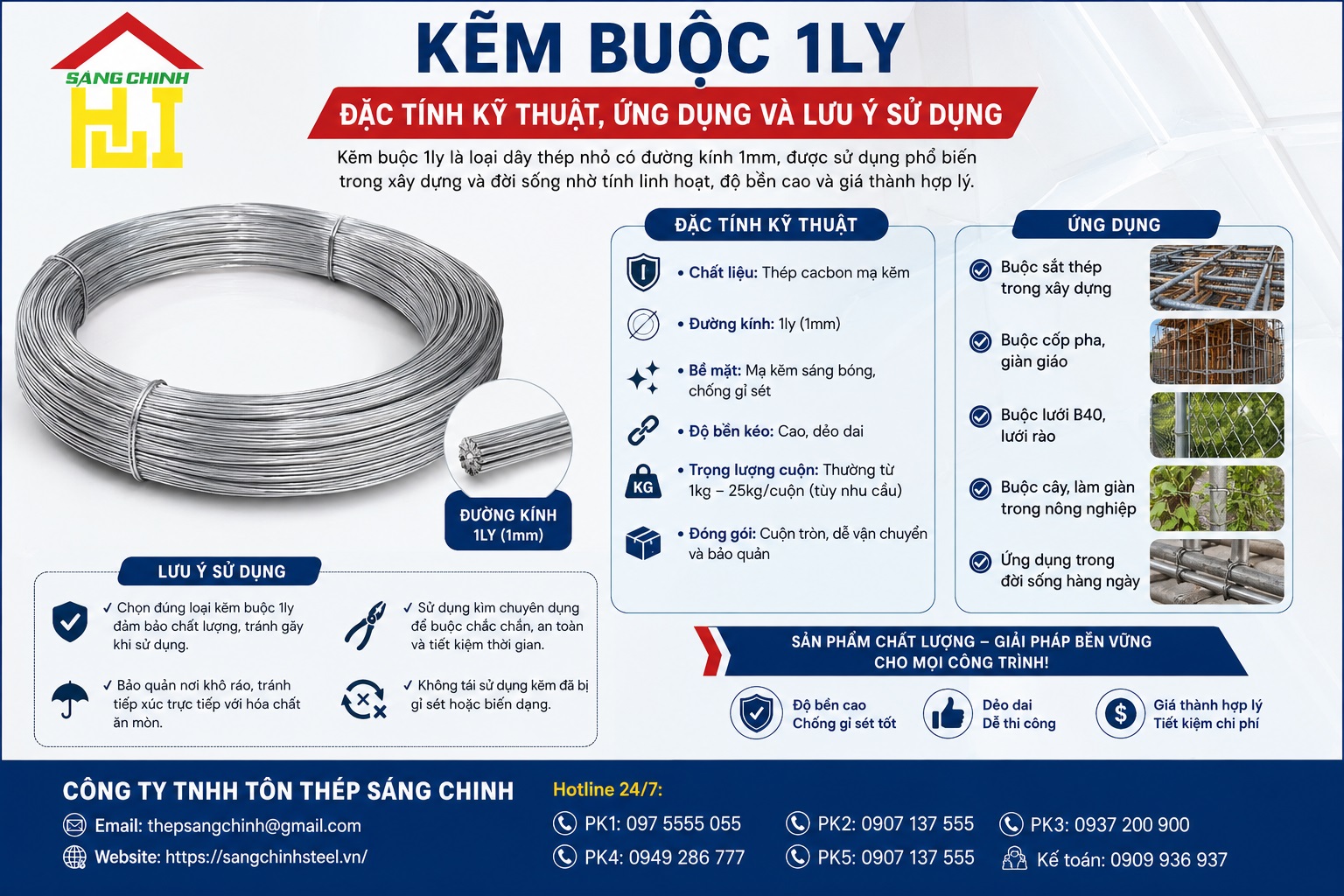 Kẽm buộc 1 ly, 2ly, 3ly, 4ly, 5ly