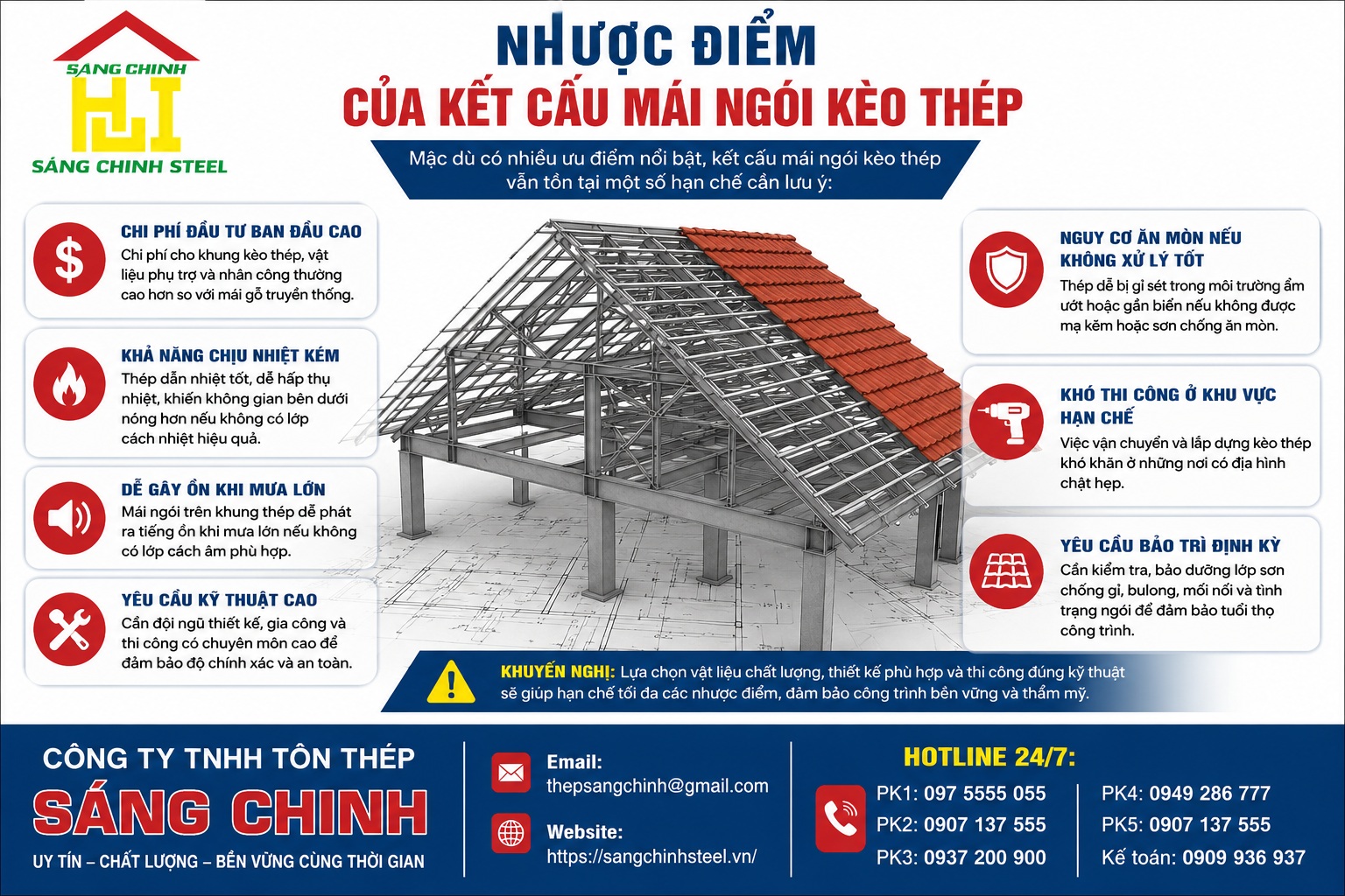 Kết cấu mái ngói kèo thép, cấu tạo, ưu nhược điểm và lưu ý khi thi công