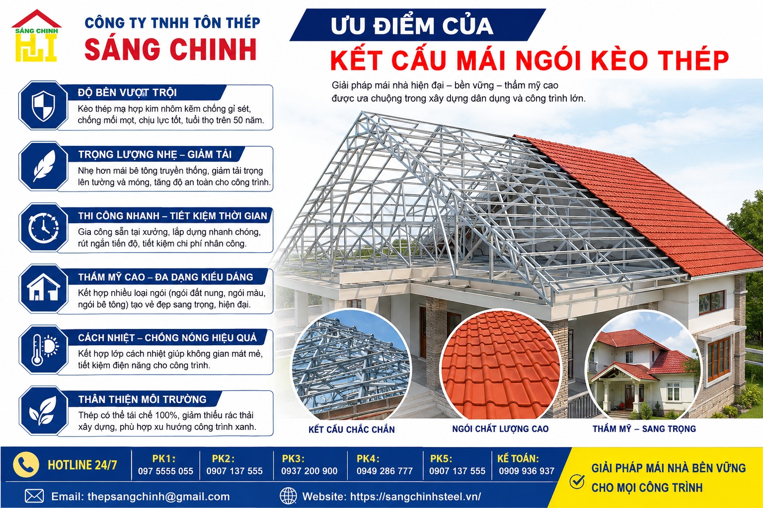 Kết cấu mái ngói kèo thép, cấu tạo, ưu nhược điểm và lưu ý khi thi công