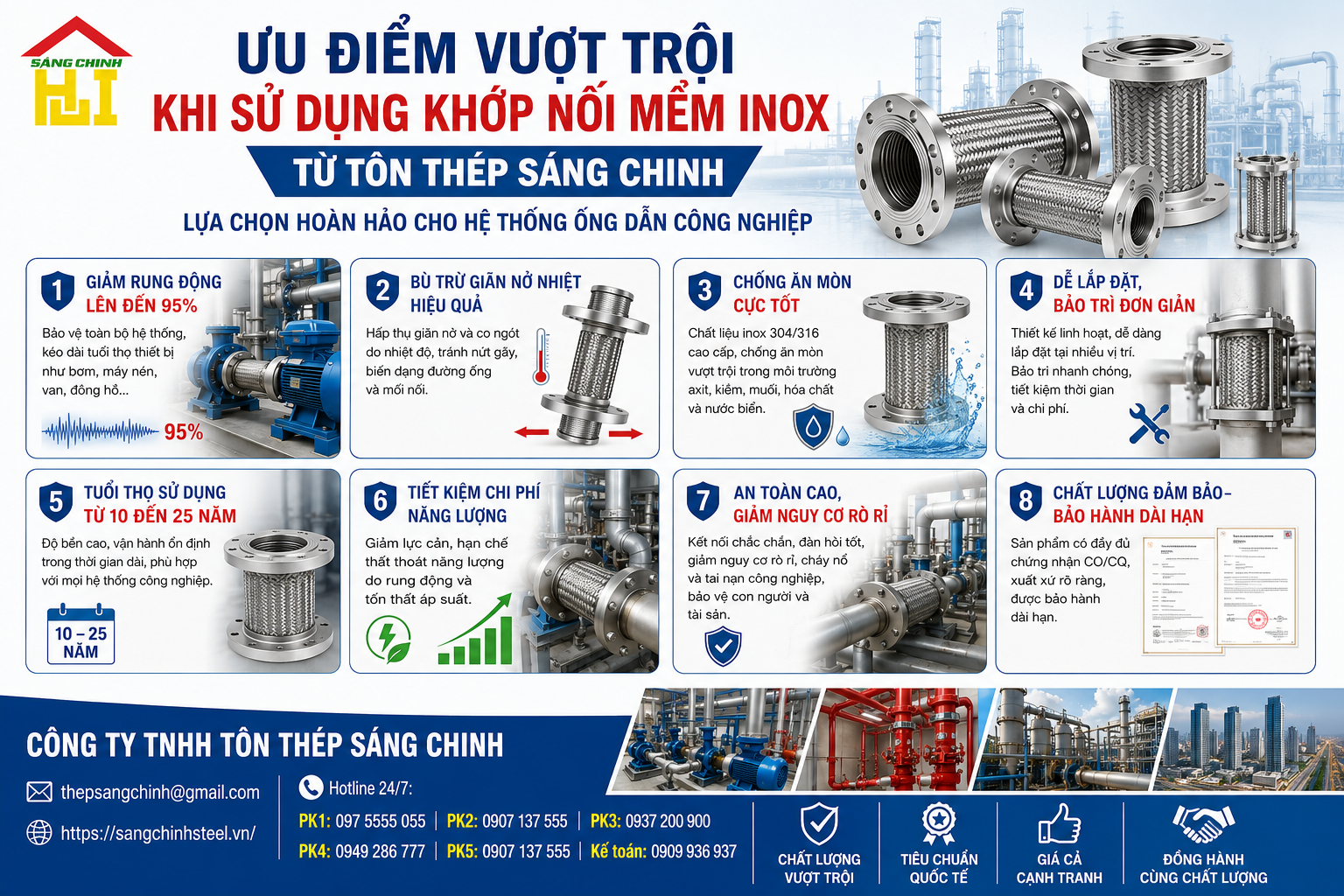 Khớp Nối Mềm INOX (Khớp Chống Rung, Khớp Giãn Nở)