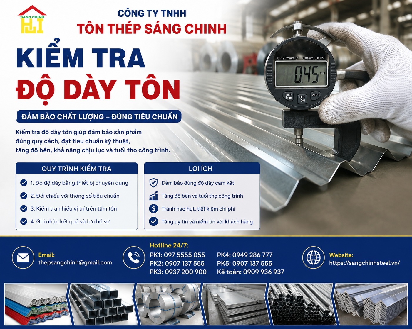 Kiểm tra độ dày tôn