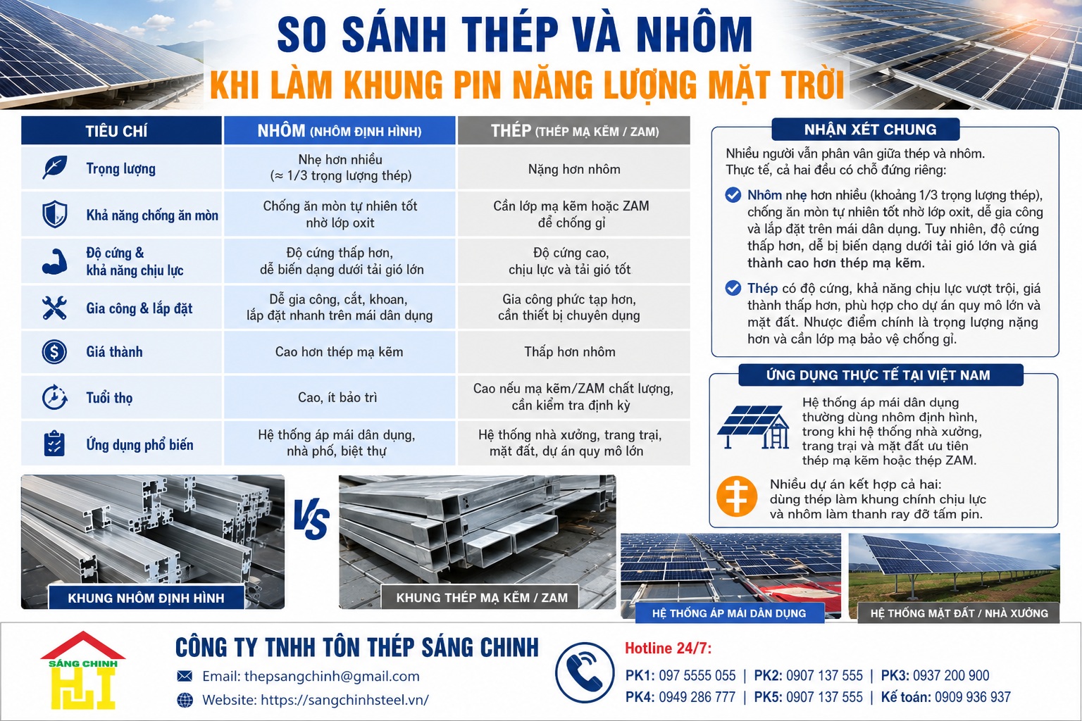 Làm khung pin năng lượng mặt trời dùng thép gì?