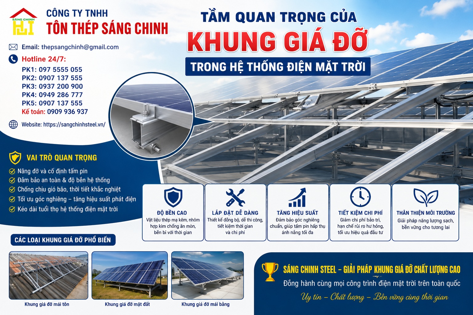 Làm khung pin năng lượng mặt trời dùng thép gì?