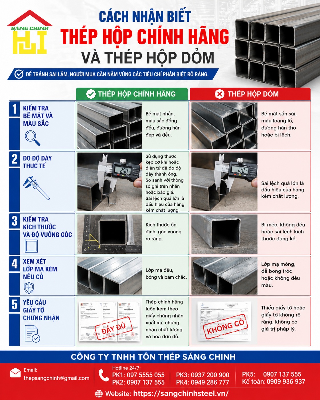 Làm sao tránh sai lầm khi mua thép hộp dỏm