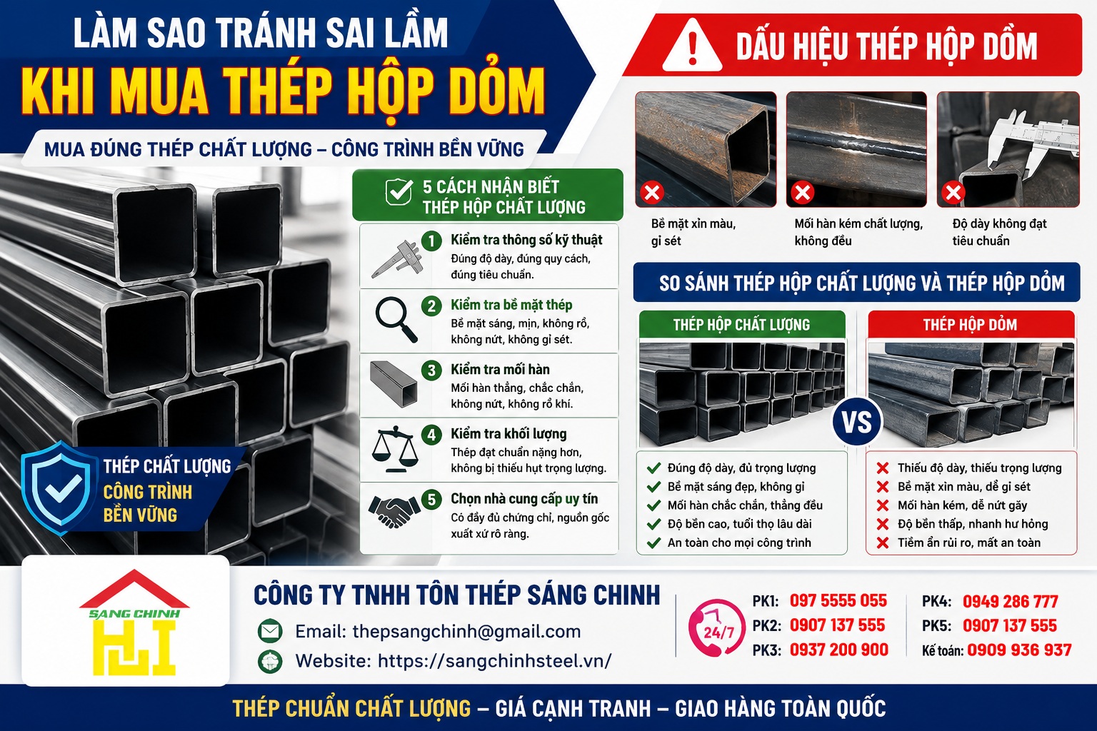 Làm sao tránh sai lầm khi mua thép hộp dỏm