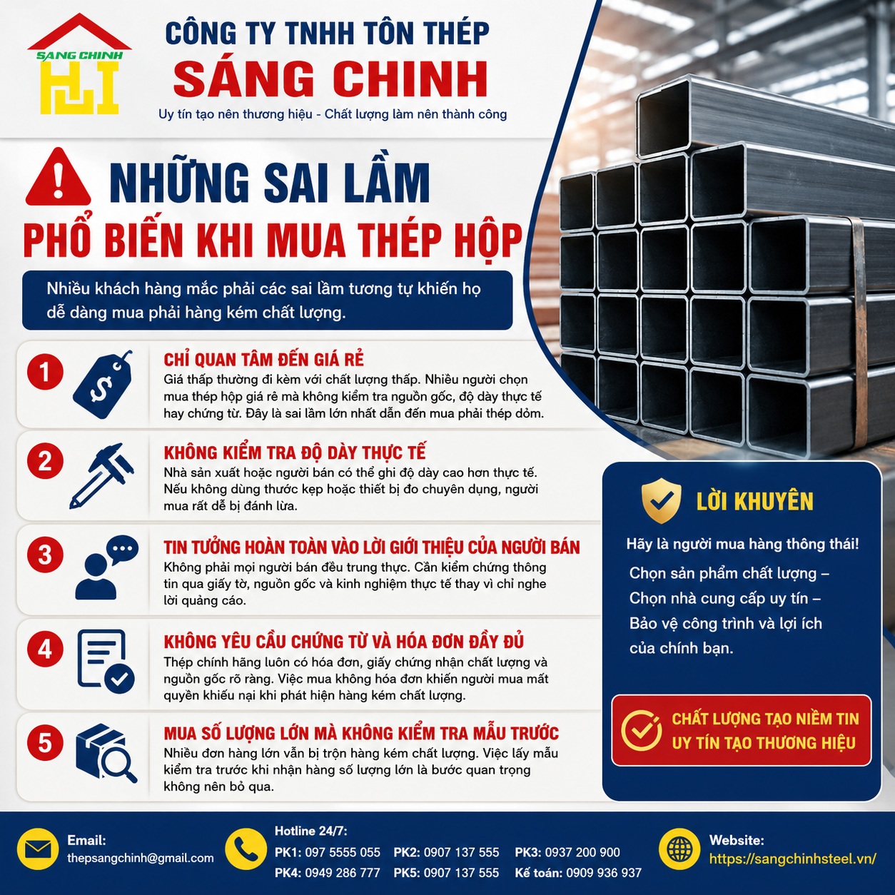 Làm sao tránh sai lầm khi mua thép hộp dỏm