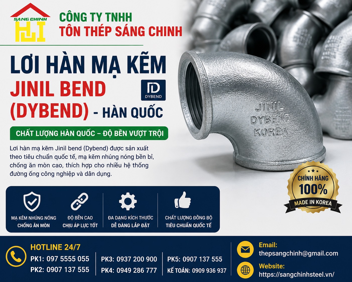 Lơi hàn mạ kẽm Jinil bend (Dybend) – Hàn Quốc