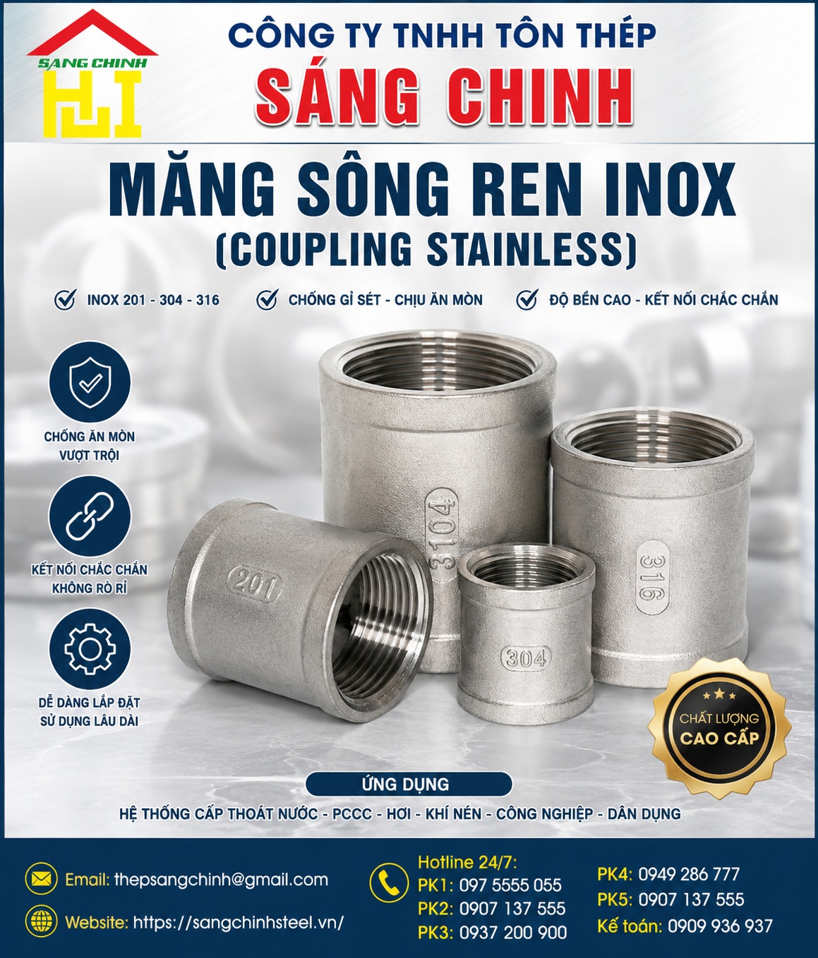 Măng sông ren inox (coupling stainless)