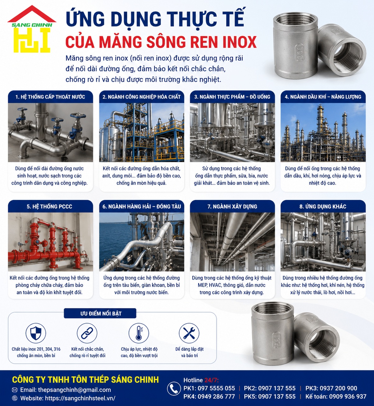 Măng sông ren inox (coupling stainless)