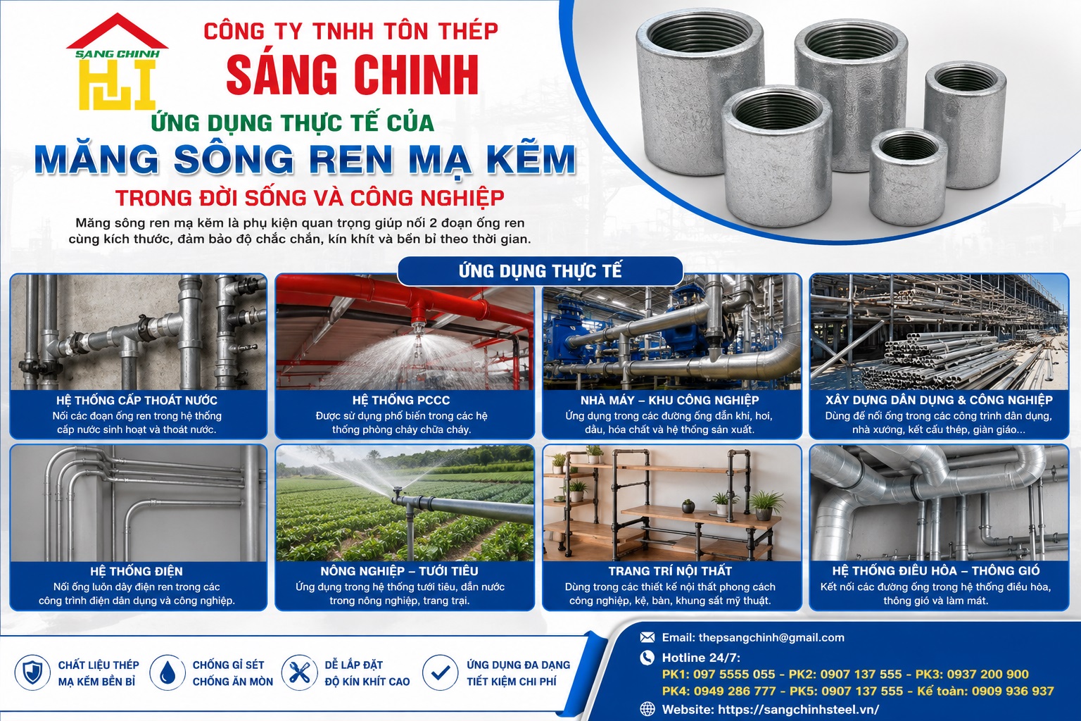 Măng Sông Ren Mạ Kẽm (D17- D114)