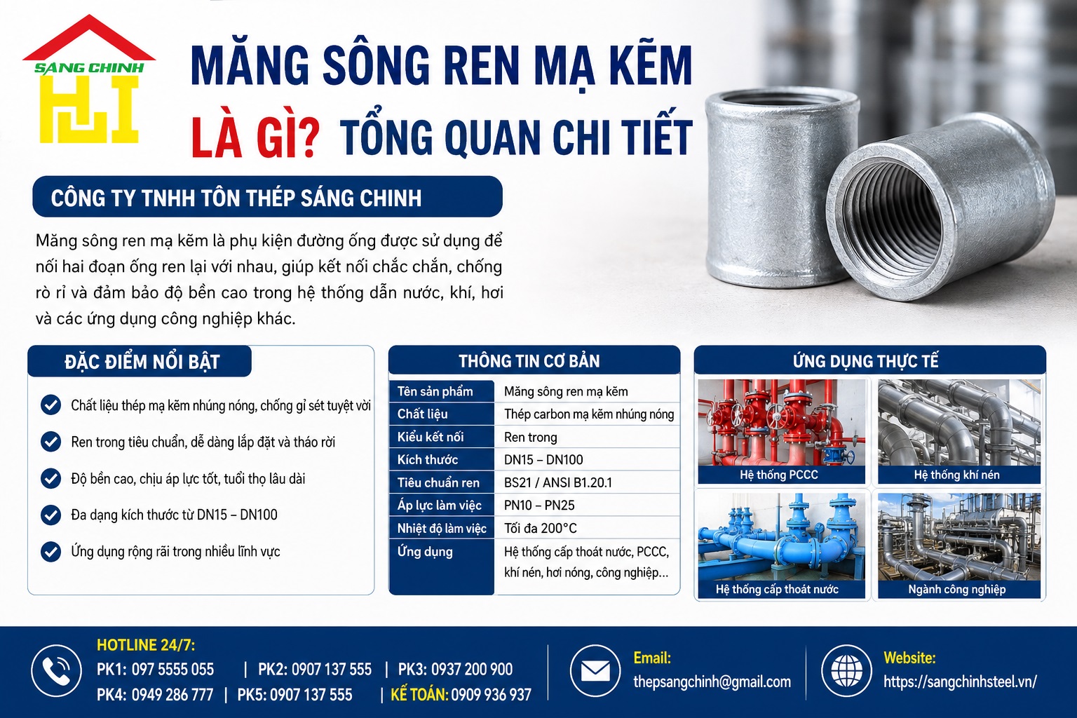Măng sông ren mạ kẽm giá rẻ k1
