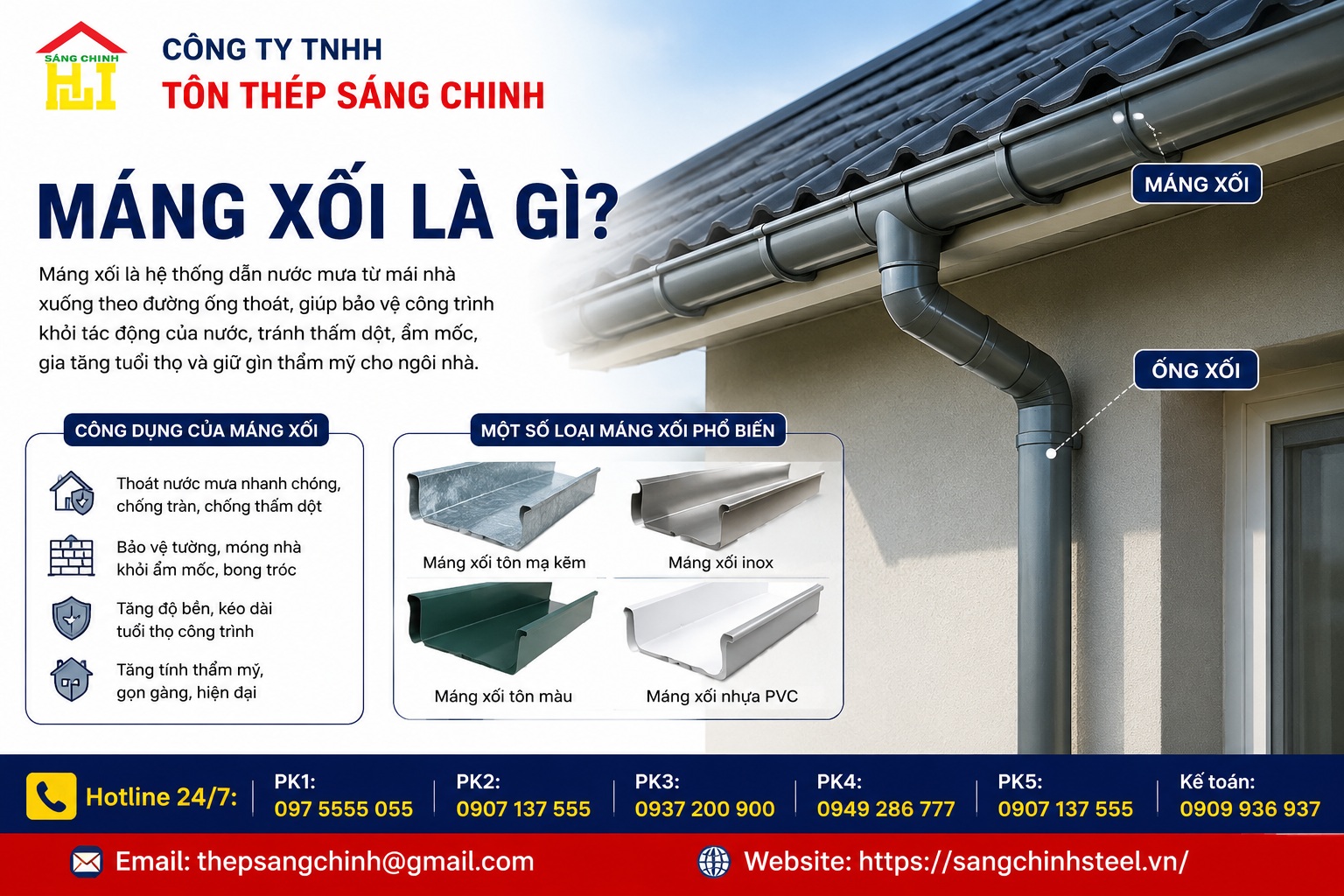 Máng xối là gì? Cấu tạo, phân loại và lưu ý khi lắp đặt